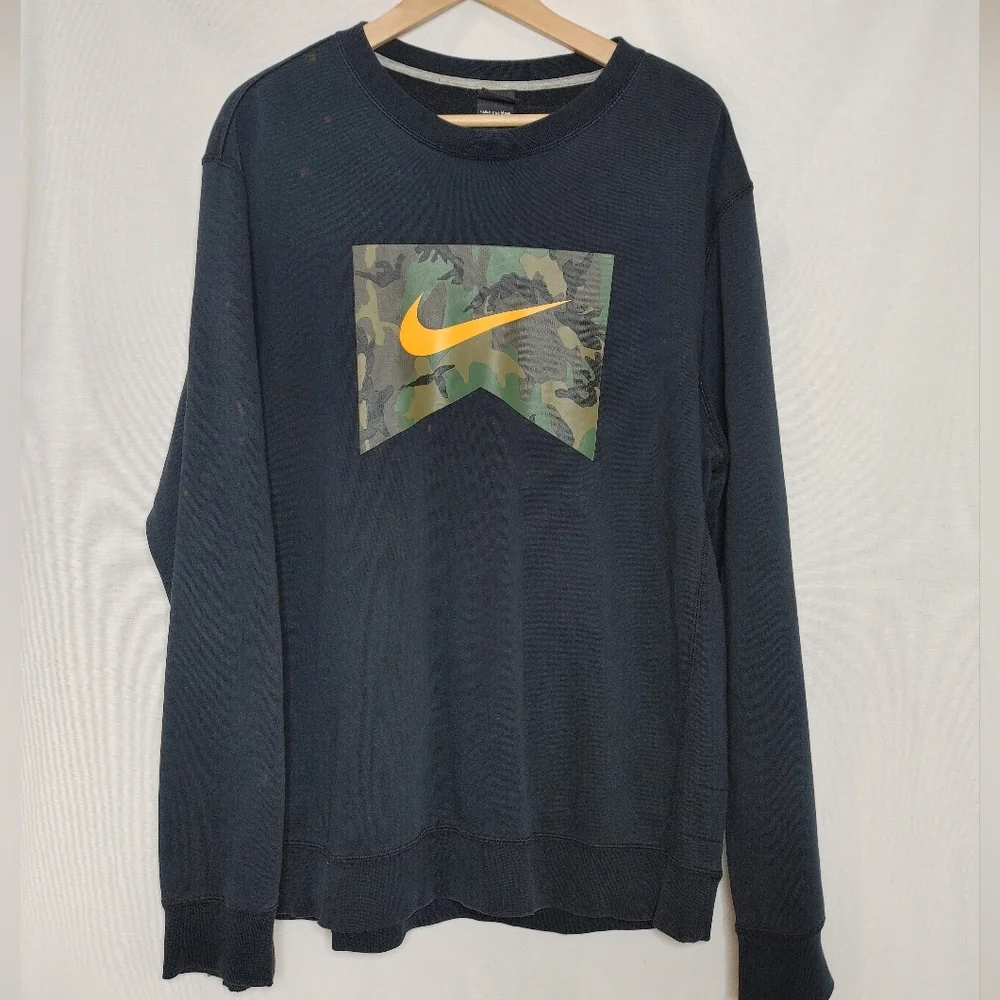 Nike Foundation Camo Crew Sweatshirt Black Military Special Forces‎ XL Washed